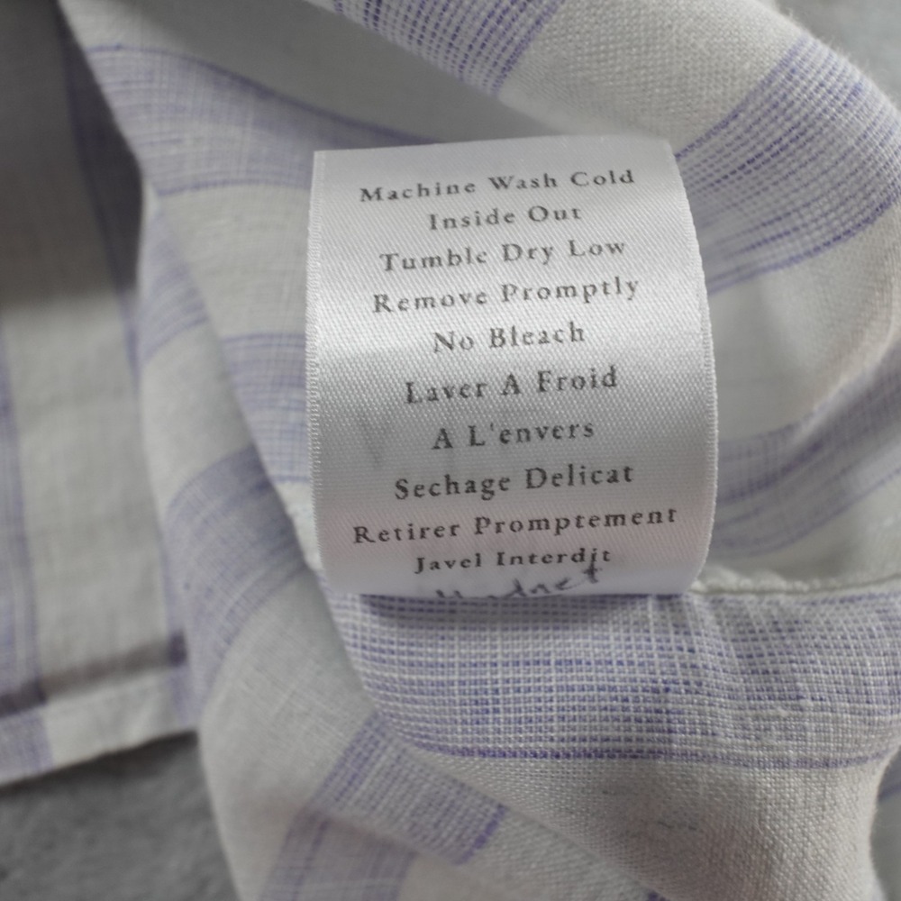 Frank & Eileen Button Down Shirt Eileen Linen XL Blue Stripe Italy Classic Coast - Picture 11 of 16